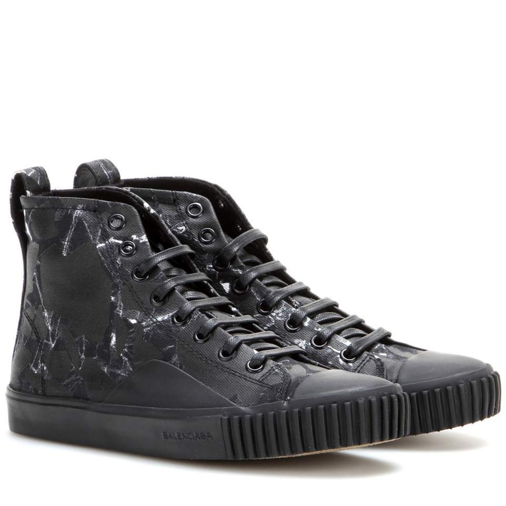 Balenciaga Printed Canvas High Top Sneakers